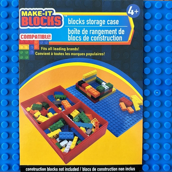 NWT MAKE-IT BLOCKS - Blocks Storage Case - BLUE Lid and RED Container Bottom - Picture 2 of 7